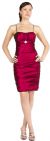 Spaghetti Straps Fitted & Shirred Short Party Dress in Burgundy color